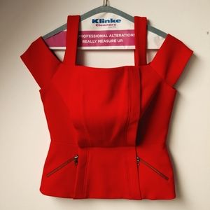 BCBGMaxAzria Red Peplum Top